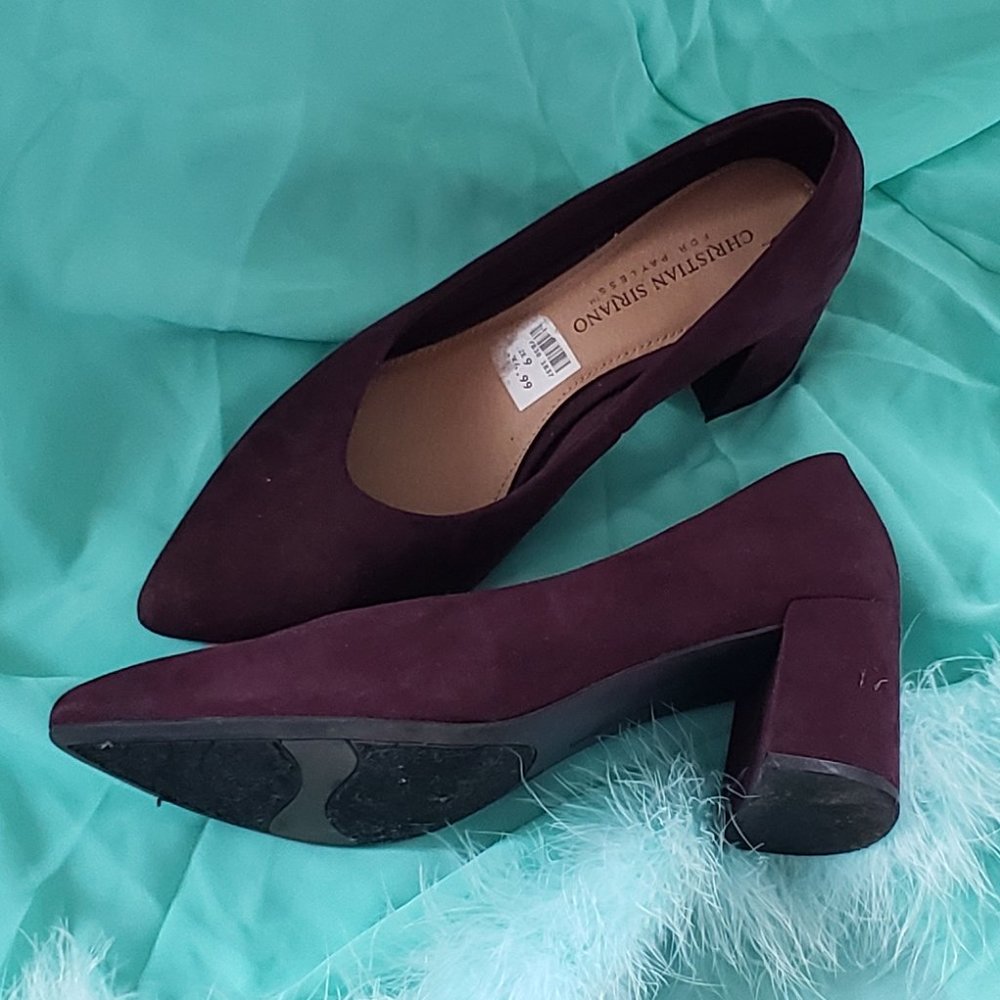 maroon chunky heel shoes